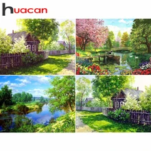 Huacan bordado con diamantes venta pintura de paisaje con diamante paisaje cuadrado completo Rhinestones imágenes punto de cruz mosaico casa(China)