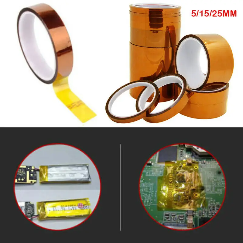 15mmX33m Heat Resistant High Temperature adhesive Polyimide Kapton Tape Gold AU 