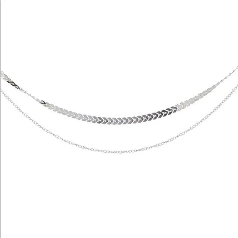 GothicMulti колье ожерелье Женская плоская цепь чокер на шею ювелирные изделия два слоя ожерелье s Collares рыбья кость ожерелье «самолетик»