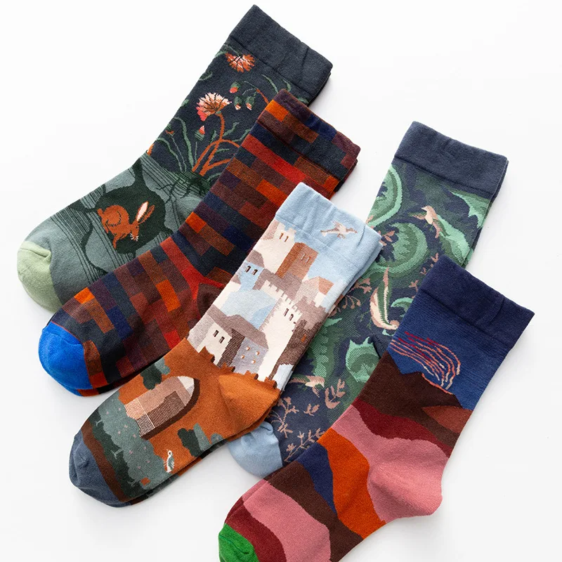 Happy Socks – chaussettes unisexe pour femmes, peinture à l'huile Van Gogh, en coton peigné, fantaisie drôle, décontracté, nouveauté, cadeaux de fête, vente en gros, 1 paire