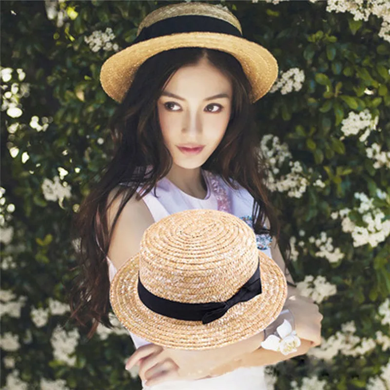 Новая креативная семейная шляпа, модная соломенная шляпа от солнца в стиле бохо для женщин и девочек, пляжная шляпа с широкими полями и бантом, однотонная соломенная шляпа для родителей и детей