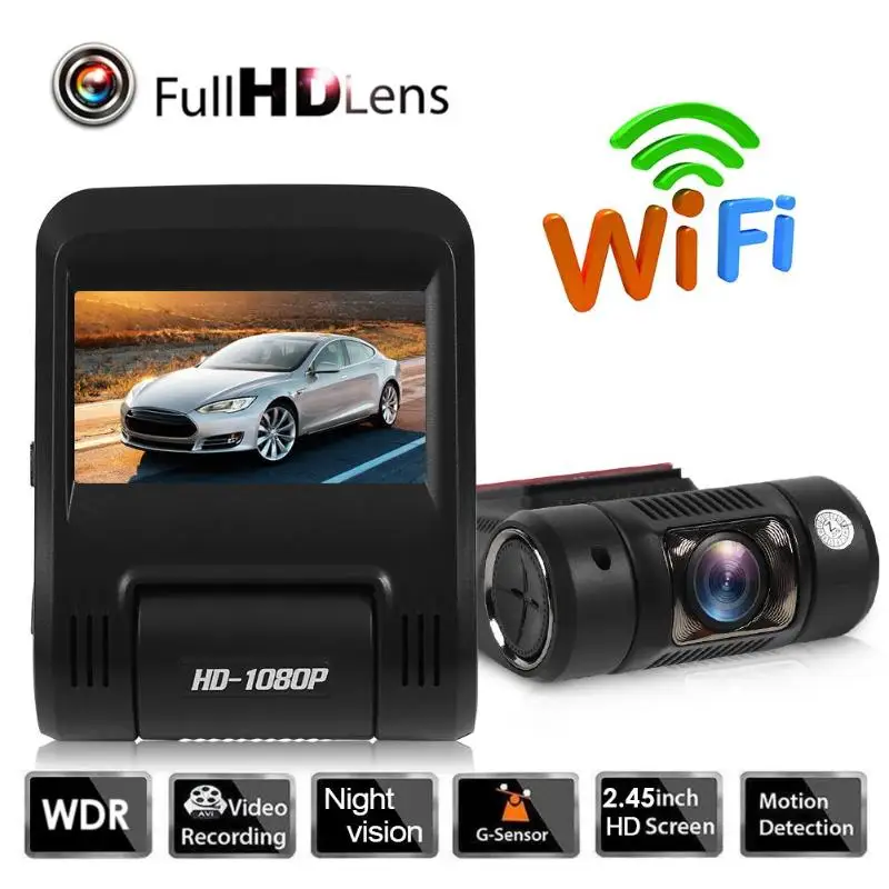 2,4" ips дисплей FHD 1080p WiFi Автомобильный видеорегистратор камера видеорегистратор инфракрасное ночное видение монитор парковки WDR Автомобильный видеорегистратор зеркало