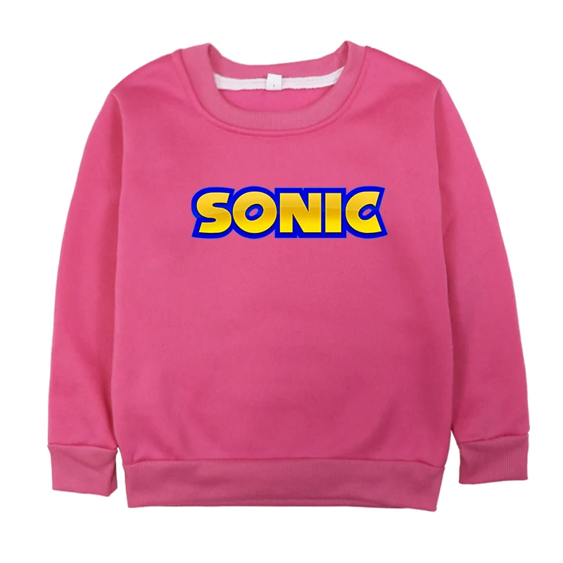 Sonic The Hedgehog/осенне-зимние детские толстовки, одежда для малышей, детский бархатный пуловер с рисунком для мальчиков и девочек, свитер - Цвет: Красный