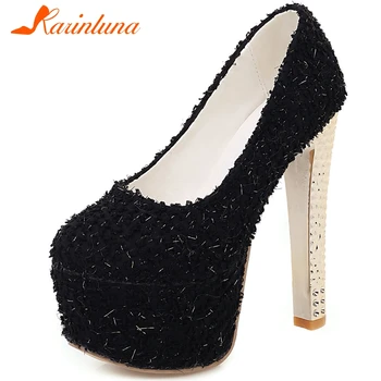 

Karinluna New Arrivals Super High Heels Platform Party Wedding Pumps Woman Shoes Slip On Summer Fashion Shoes Women Pumps