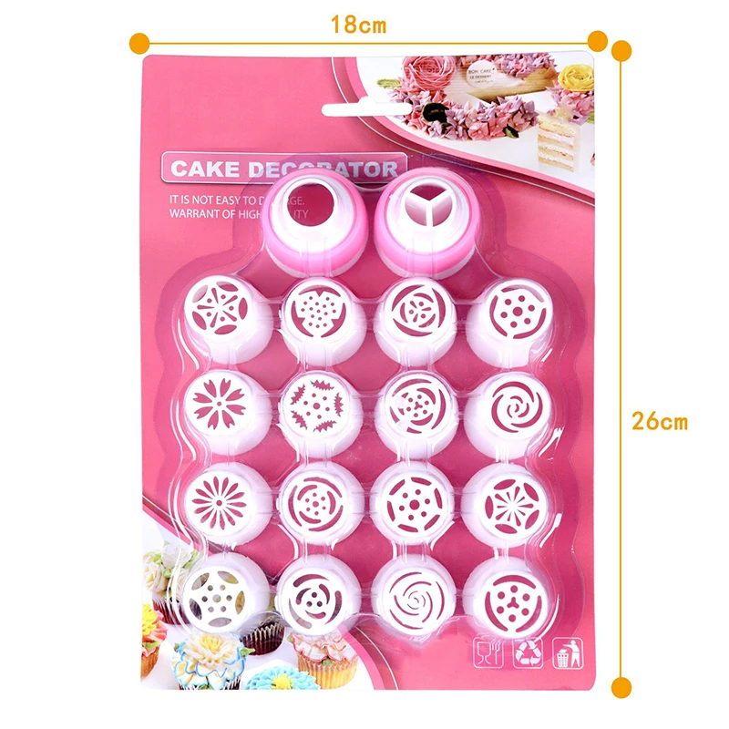 18PcsSet Easy Rose Icing Piping Russian Nozzles 16Pcs Nozzles 2Pcs Adaptor Converter Baking Decoration Cream Presser Pastry Tip3