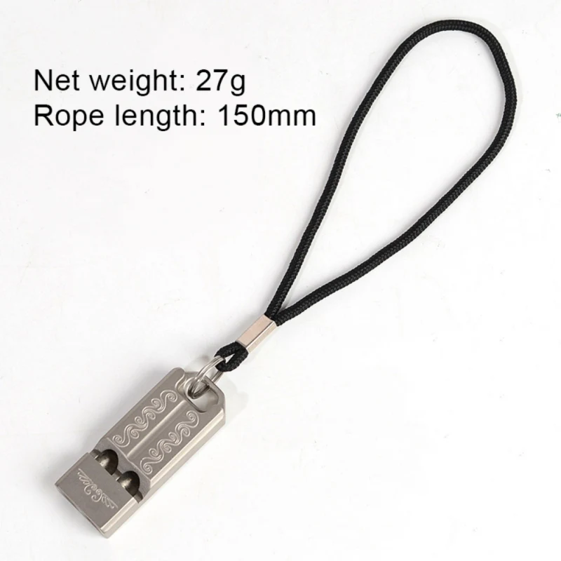 Outdoor Camping Double Tube Whistle Titanium Alloy Whistle Pendant Camping Emergency Survival Whistle With Lanyards