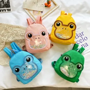 

Kindergarten School Bag Frog Monkey Animal Modeling Cute Kids Transparent Beach Bag GIRL'S Sequin Backpack