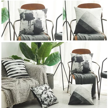 

Simulated silk ink-stained black and white Pillow Cover Home Decor Sofa car bed Throw pillows Cushion Cover Pillow case 45x45