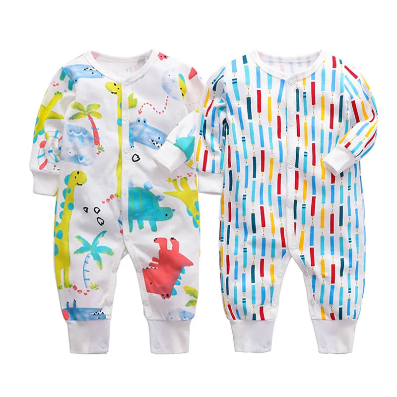Детские пижамы комбинезон-Пижама для младенцев, одежда для мальчиков и девочек хлопок, мягкая одежда для младенцев 3, 6, 9, 12, 18, 24 месяцев - Цвет: Хаки