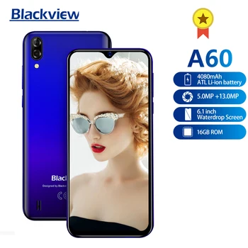 Перейти на Алиэкспресс и купить Blackview A60 смартфон 4080 мАч аккумулятор 6,1 дюйма Двойная камера 1 Гб RAM 16 Гб ROM 3G мобильный телефон 13MP + 5MP камера