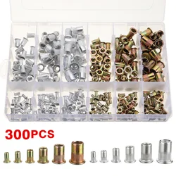 Ensemble de rivets filetés en acier au carbone, 300 pièces, en acier galvanisé, M3 M4 M5 M6 M8 M10 