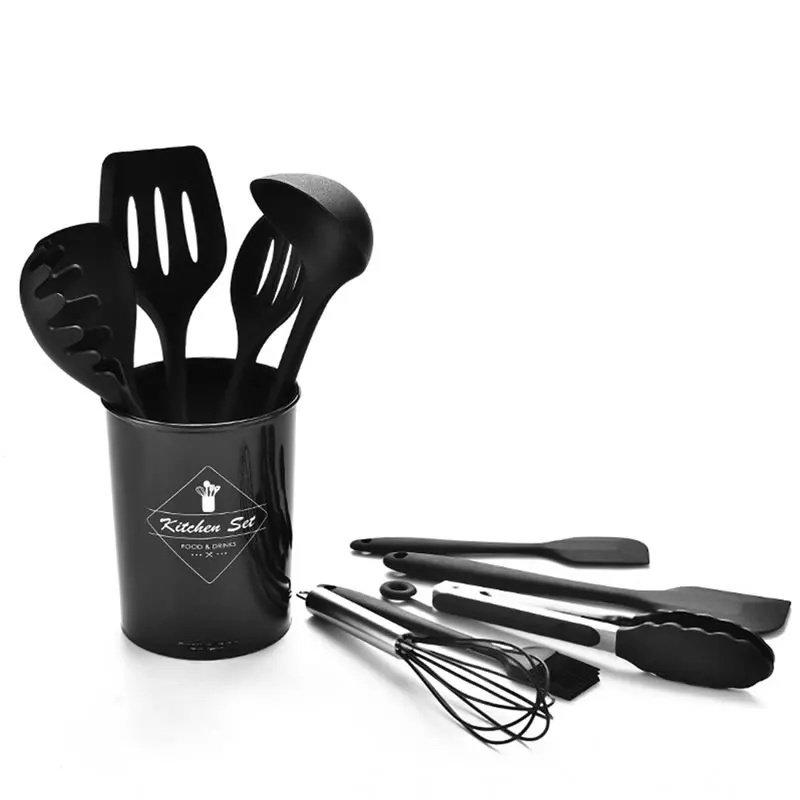  11Pcs Silicone Kitchen Utensils Set Cooking Tools with Holder Turner Spatula Pasta Scoop Ladle Spoo