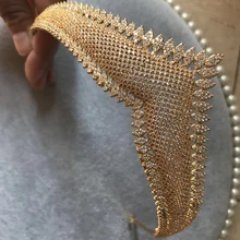 Золотой цвет винтажная Корона полностью из циркония барокко невесты головной убор