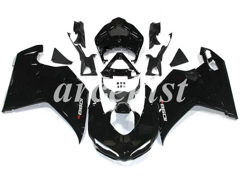 Литьевая Форма ABS Полный обтекатели наборы Подходит для Ducati 1098 848 1198 evo 2007 2008 2009 2010 2011 2012 набор кузова черный глянцевый