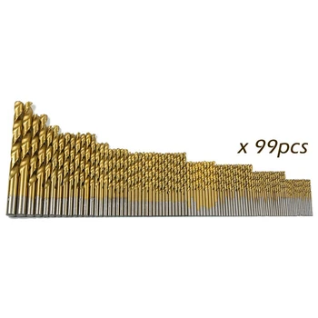 

FGHGF 99pcs Twist Drill Bit Set Power Tool Kit High Quality Drill Bit HSS Titanium Coated Tool Set Woodworking Wood Drilling