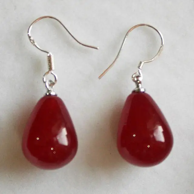 

water drop 12*16mm beautiful red jades stud earring