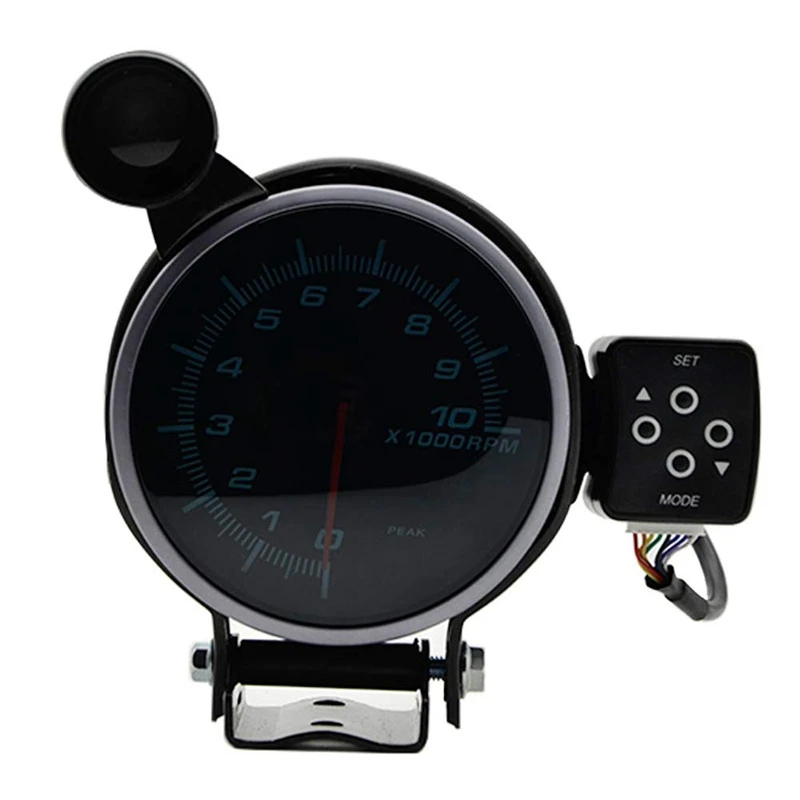 Car Dashboard- 95Mm Tachometer Rpm Gauge Stepper Motor Three Led Color Display with Shift Light Black Face