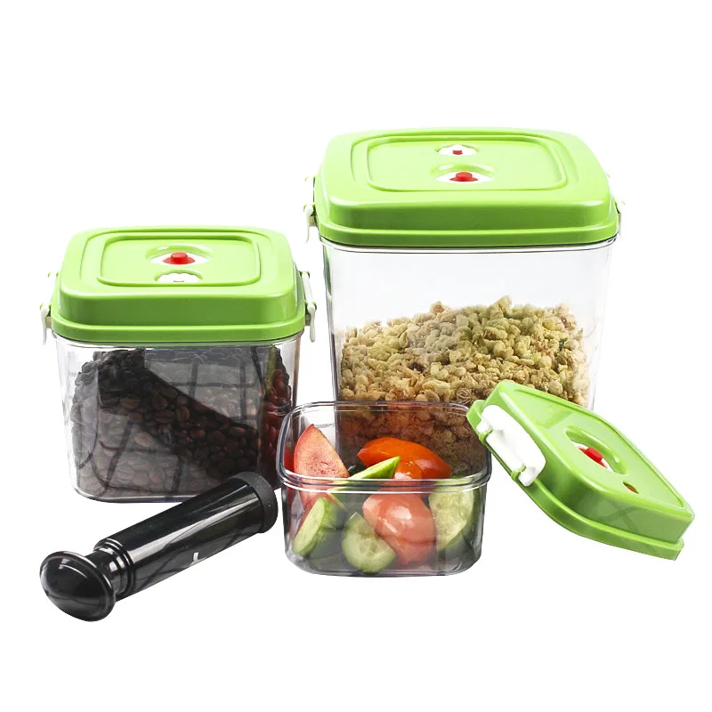 

New Durable Vacuum Container Large Capacity Storage Grain Storage Square Plastic Container With Pump