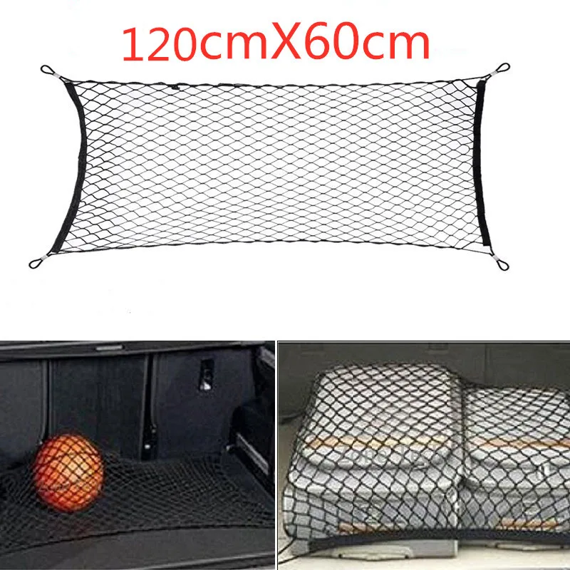 

120cm60cmCar-Styling Boot String Mesh Elastic Nylon Rear Back Cargo Trunk Storage Organizer Luggage Net Holder Auto Accessory