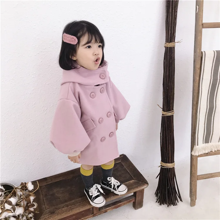 New winter Korean style personality wild long section warm thick woolen loosen hooded jacket outerwear for girls