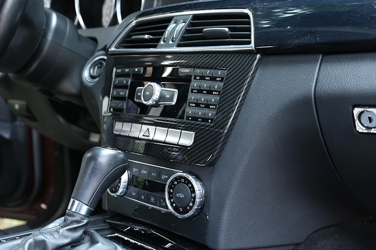 1 Pcs Central Control CD Decorative Frame Carbon Fiber ABS For Mercedes Benz C Class W204 2008-2013 Car Accessories