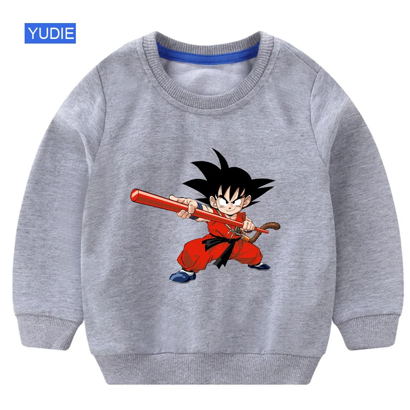 sweatshirt gray Толстовка с капюшоном и милым принтом «Жемчуг дракона» для маленьких мальчиков и девочек; Детский свитер; повседневные толстовки; осенне-зимняя одежда с капюшоном - Цвет: sweatshirt gray