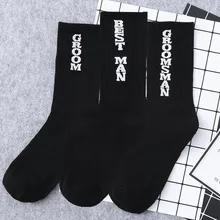 Носки, рождественские носки, calcetinesMens Groomsman, свадебные, с буквенным принтом, новинка, Crazy Crew, короткие носки, чулки, носы, женски