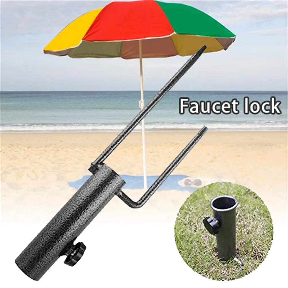 Beach Garden Patio Sun Umbrella Holder Ground Anchor Spike Stand Green 