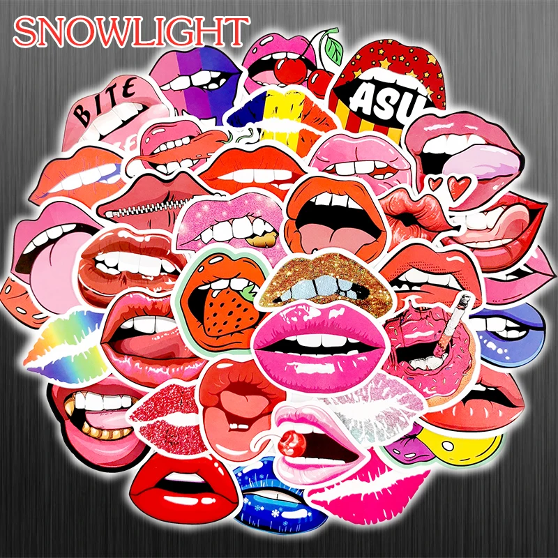 10/30/50 pcs/pack Sexy Lips Cartoon Mouth Waterproof Graffiti Stickers For Snowboard Luggage Scrapbook Laptop Motorcycle Bicycle