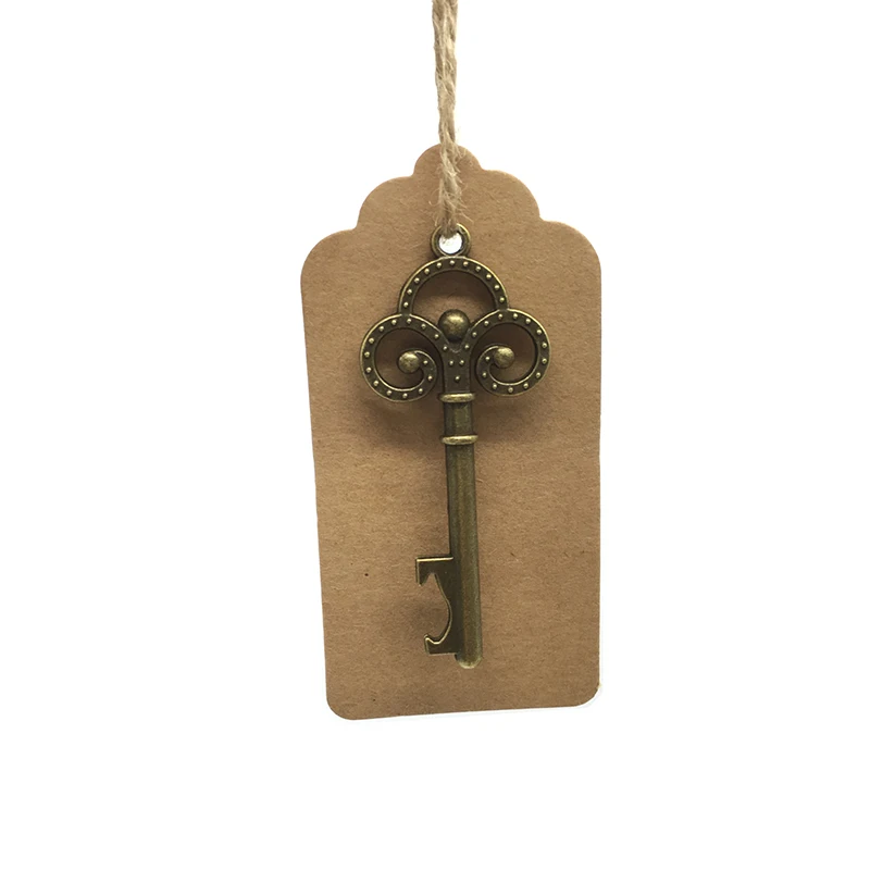50 шт DIY Свадебные украшения старинный ключ открывалка для бутылок с персонализированным именем или спасибо бумажные бирки свадебные сувениры и подарки - Цвет: 50sets-Antique