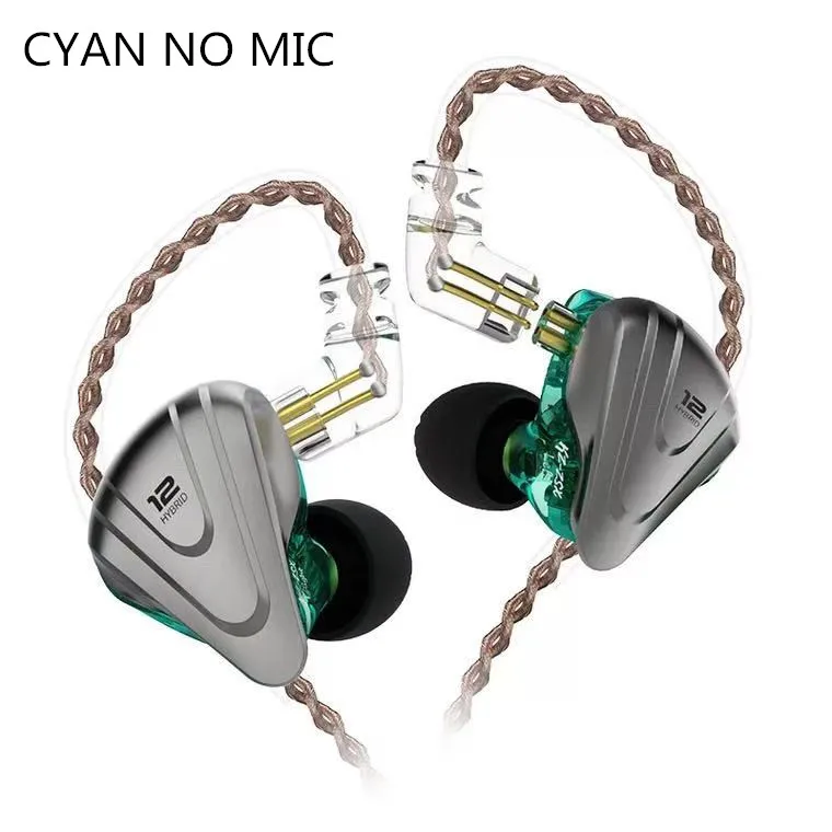 KZ ZSX Терминатор 5BA+ 1DD 12 блок гибридные наушники-вкладыши HIFI металлическая гарнитура Музыка Спорт ZS10 PRO AS12 AS16 ES4 ZSN PRO DMG DMS - Цвет: zsxcyan no mic