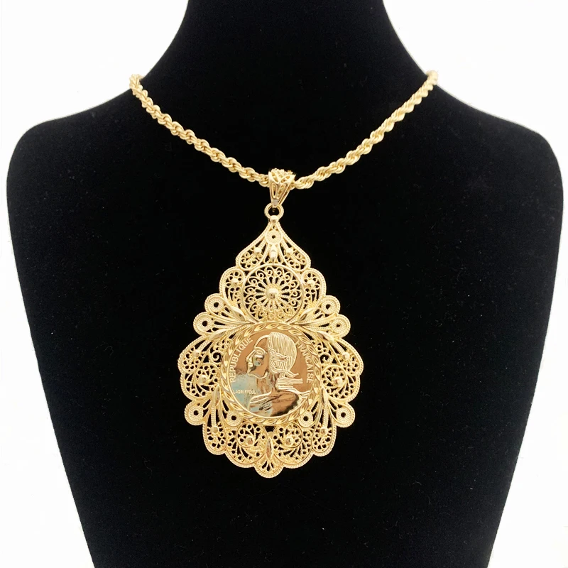 French Vintage Coin Pendant Dubai Women's Necklace Slip Chain Arab Robe Jewelry Algerian Gold | Украшения и аксессуары