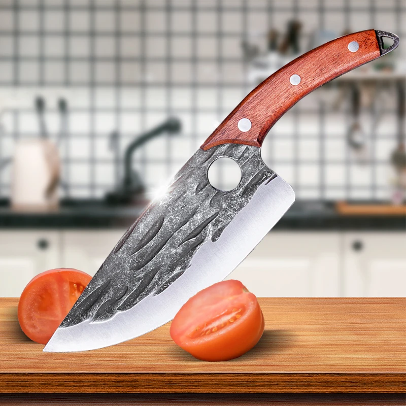 Custom Handmade Damascus Steel, Fixed Blade Cleaver Chopper - Serbian chef  knife - Nikos Kitchen Butcher Knives - Knife With sheath - coolina knife