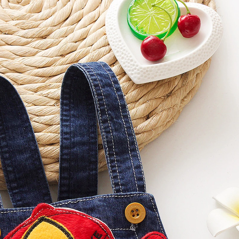 DIIMUU Summer 1-3Y Child Kids Baby Boys Denim Pants Infant Children Boy Short Overalls Clothing Kid Casual Cartoon Print Bottoms