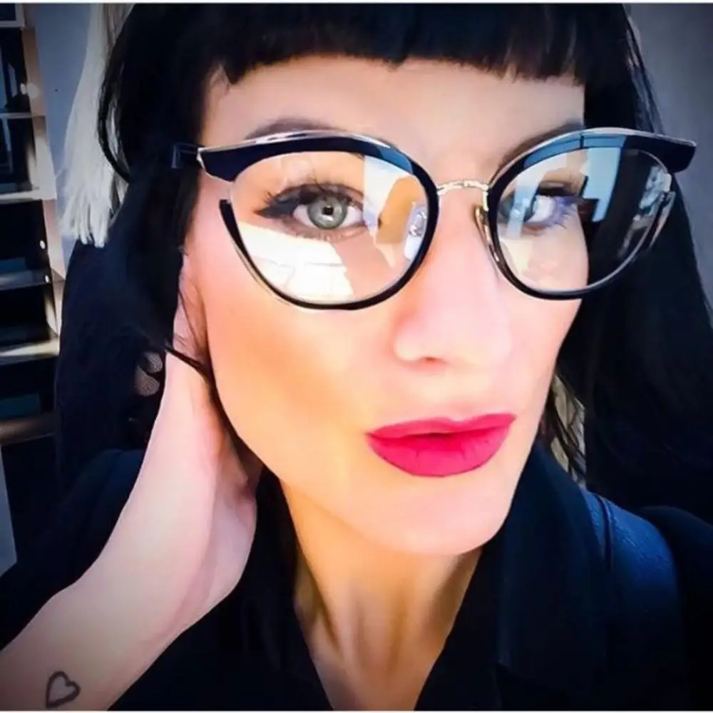 Сексуальные очки «кошачий глаз», оправы для мужчин, брендовые дизайнерские женские очки, оправа для очков, компьютерная оправа с заклепками, очки для глаз FML