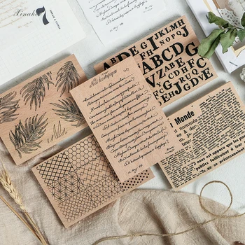 

Retro geometric plant alphabet background stamp DIY wooden rubber stamps for scrapbooking stationery scrapbooking standard stamp