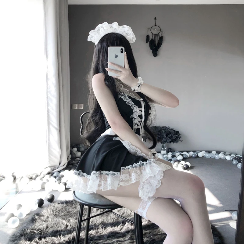 Hot Lolita Maid Uniform Babydoll Dress Lingerie Porn Erotic Role Play Women Sexy Lingerie Maid Cosplay Costumes Maids Underwear women lingerie women lingerie set women cosplay costume