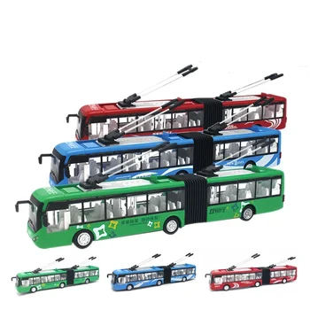 

1:32 alloy pull back double bus high simulation city bus model vehicles metal diecasts flashing musical boy toys free shipping
