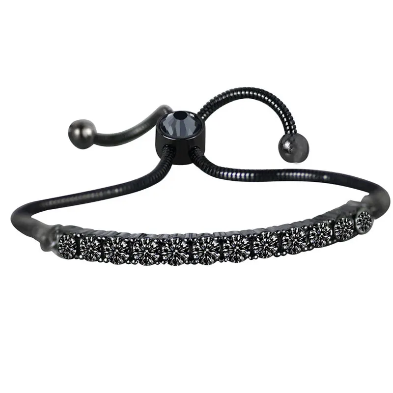Скользящие теннисные браслеты для женщин, черные змеиные цепи, браслеты, амулеты CZ, свадебные украшения, подарок на день Святого Валентина