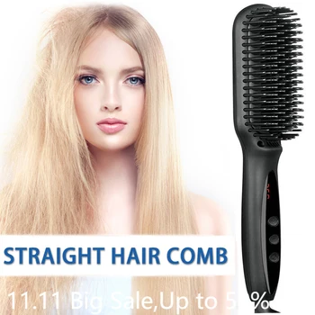 

3 in 1 Hair Straightener Brush Anti Static Ceramic Heating Detangling Faster Straightening Beard Comb For Man Beard Straightener