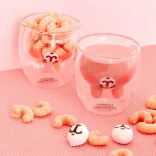 Японский милый мультфильм розовый кролик прозрачный двойной высокий Боросиликатное Стекло Простой молоко кружка для завтрака домашняя кофейная чашка для женщин