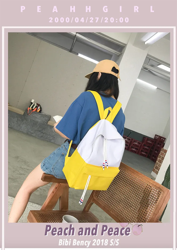 Модный рюкзак для женщин в Корейском стиле, школьная сумка для школьников средней школы, женский рюкзак контрастного цвета в стиле колледжа