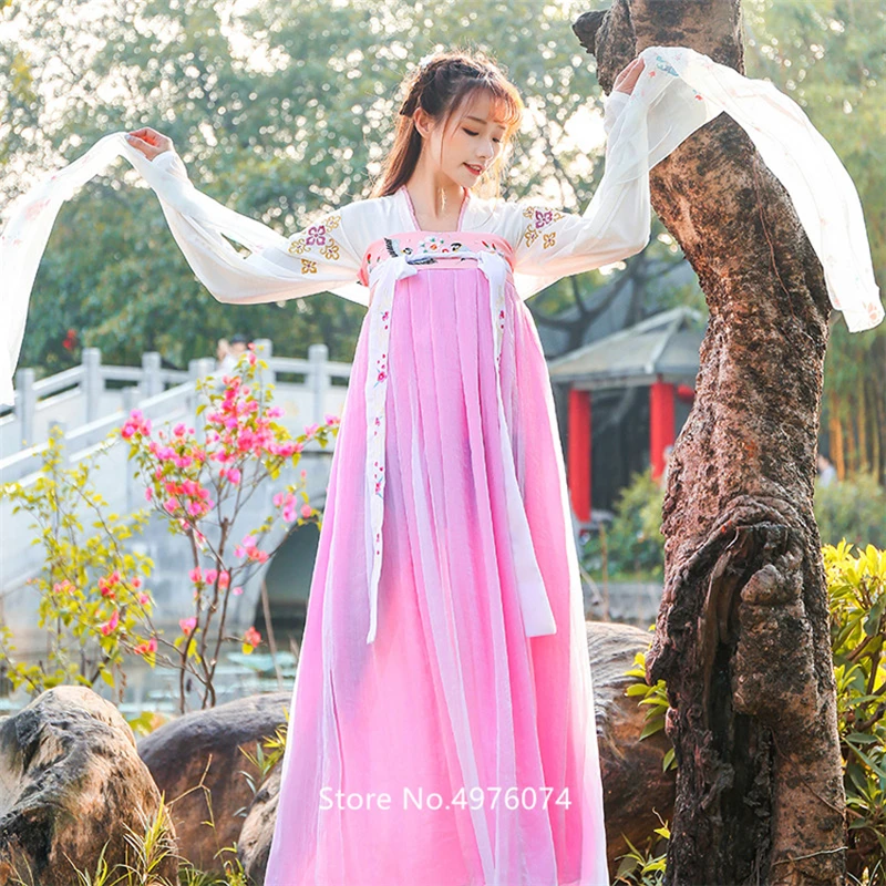 Традиционная китайская одежда для женщин Hanfu платье Элегантная фея косплей народный древний костюм новогодние вечерние с вышивкой Восточный - Цвет: Color6