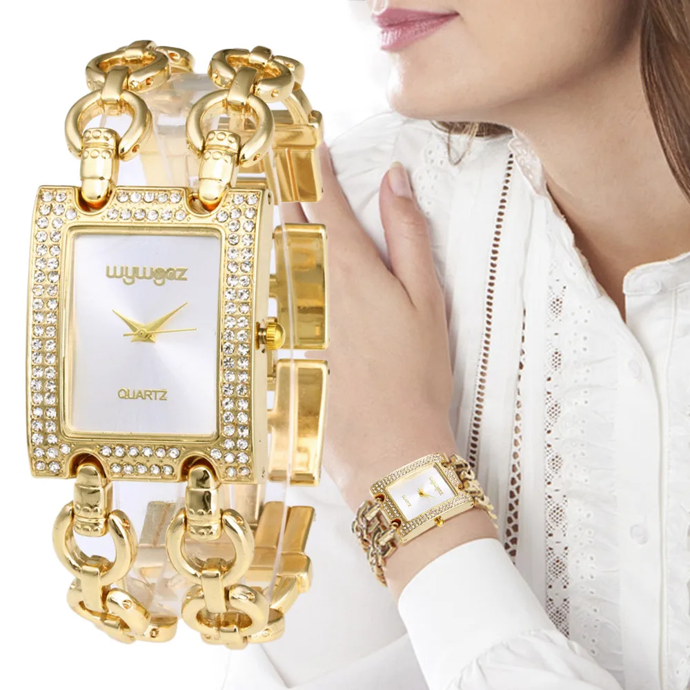Luxury Simple Diamond Dial Women Fashion Watches Qualities Ladies Quartz Wristwatches Rose Gold Bracelet Strap Female Clock Gift