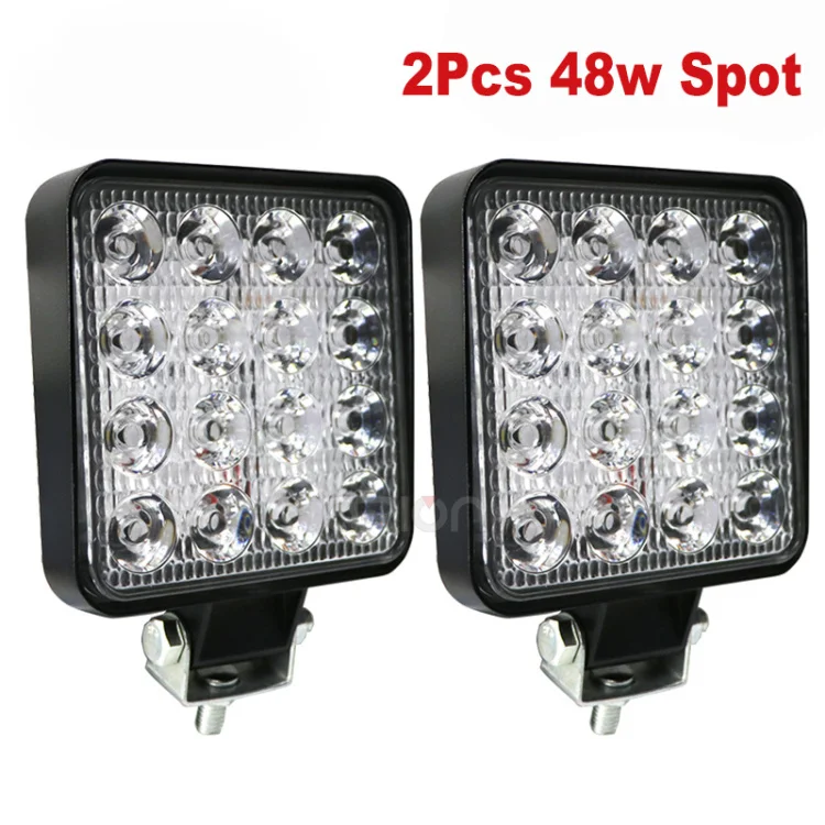 2Pcs 48W Spot 2 шт. 18 Вт 27 Вт 48 Вт Светодиодный светильник 12 в 24 В Мотоцикл Внедорожный 4x4 ATV точечный прожектор дневные ходовые огни Предупреждение ющий рабочий точечный светильник - Цвет: 2Pcs 48W Spot