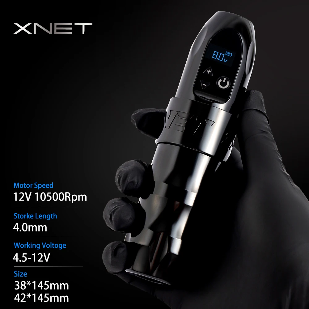 Xnet-ワイヤレスタトゥーマシン,コードレス,強力なモーター,LCD画面付き,アーティスト用,永久的