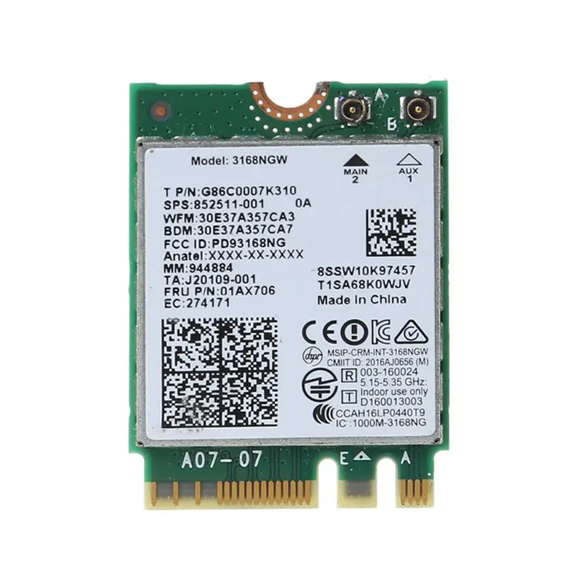 Для Intel 3168 AC 3168NGW NGFF M.2 802.11ac Беспроводной Wi-Fi адаптер | Компьютеры и офис
