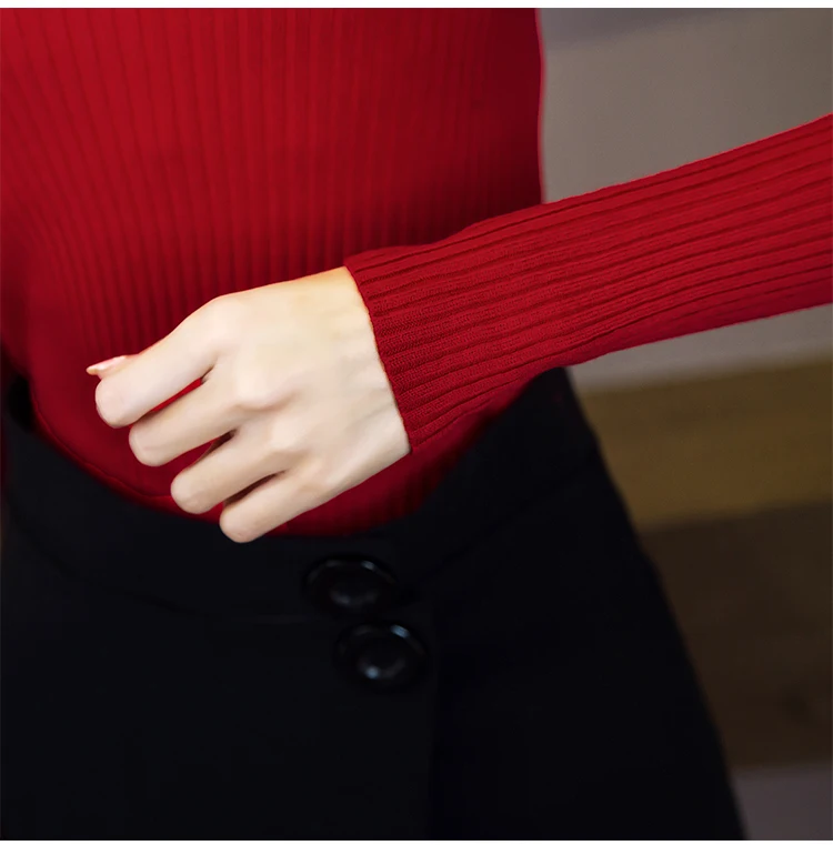 Весна и осень пуловер свитер модный сексуальный свитер с круглым вырезом приталенное ожерелье облегающая блузка с длинным рукавом