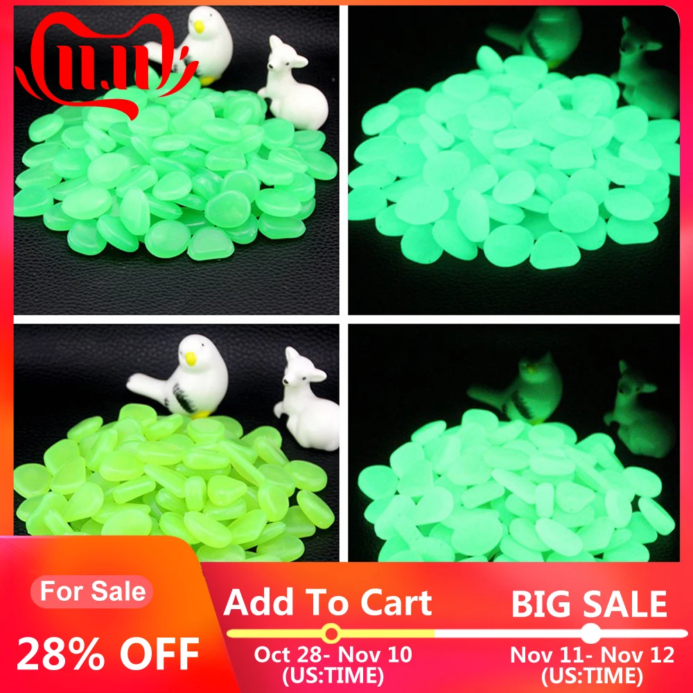 

10/50/100/300pcs Glow in the Dark Garden Pebbles for Walkways Aquarium Garden Path Patio Lawn Garden Yard Decor Luminous Stones