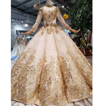 

BGW 21523ht Luxury Evening Dress High Neck Long Sleeve Curve Shape Women Occasion Dress High Quality Prom Dress 2019 Casamento